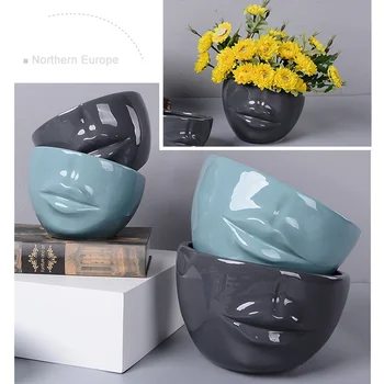 Šiaurės Šalių Keramikos Lūpų Formos Sodinamoji Bonsai Gėlių Vazonai, Mini Augalų Puodą Baseino Micro Vaza Bonsai Sodinamoji Amatų Vazoninių Keramikos Desktop