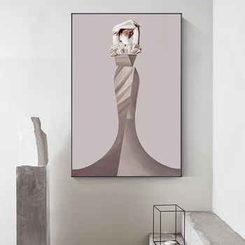 Šiuolaikinės Moterys Sienos Menas Abstraktus Elegantiška Suknelė Lady Drobės Tapybos Klasikos Plakato Spauda Grožio Sienos Nuotraukas Mados Namų Dekoro