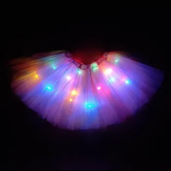 Šviesos diodų (LED) Mergina Vaikų Drabužių Star Tutu Sijonas Princesė Šalies Tutus Tiulio Pettiskirt Vaikų Baleto Šokių Helovinas Kalėdų navidad
