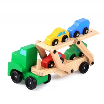 Žaislai Montessori mediniai Asamblėjos Transporto Sunkvežimių Vežėjas Žaislai Vaikams, kurie mokosi Švietimo 5vnt Automobilių Modelį Dovana Vaikams