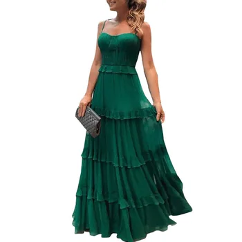 Žalia Pokylių Suknelė Moteris Spageti Dirželis Vestido Saldus Šalis Suknelė Moteris