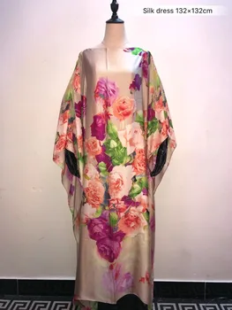 Žavinga Spausdinti italijos Kaftan Šilko Moterų suknelės, laisvos dydis Dashiki Afrikos moterų Vasaros suknelės Afrikos suknelės moterims