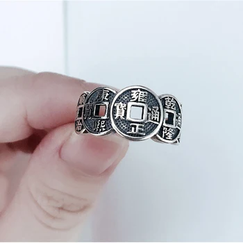 Žiedas retro punk, gothic stiliaus penkių imperatorius monetos atidarymo žiedas vyrams ir moterims valdinga retro pasisekė papuošalai neišblunka