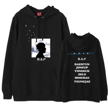 Žiemos vilnos kpop puloveris hoodies gerbėjai bap b.a.p naują albumą noir visų nario vardas spausdinimo palaidinukė