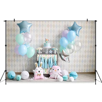 1-ojo gimtadienio Tortas Sutriuškinti Fotografijos fonas Kūdikių balionų Šalis Naujagimių fone Mergaitė Berniukas gimtadienio photocall tortas Fonas