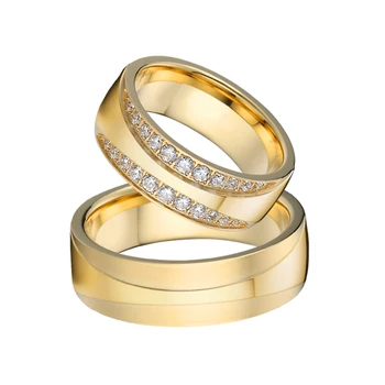 1 pora 18k auksu kubinis cirkonis pora vestuvių žiedai vyrams ir moterims titano plieno papuošalai piršto žiedą, santuokos