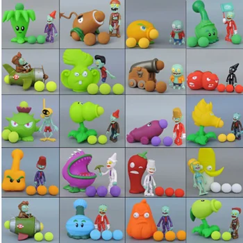 1 rinkinys 10vnt Augalai vs Zombies Žaislo modelis, 32 spalvų, PVZ Peashooter PVC lėlės Ledo Pupelių Šaulys saulėgrąžų Dovanos vaikams