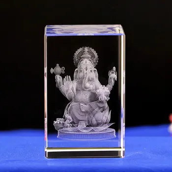 1 vnt K9 Kristalų Lazeris 3D Tibeto Budizmas, Tantra, Ganeša, Geneisha, elephant vadovauja Dievas, Statula, budos paveikslą,Dievas pergalę