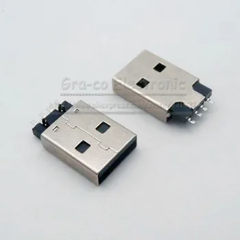 100vnt/daug USB mlae plug ESU 180 laipsnių SMT 4 PIN Žeberklas Male Plug