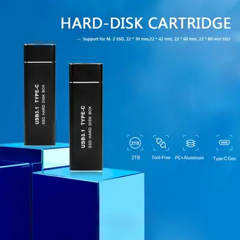 10Gbps USB Tipas C 2 M. SSD Išorinio Gaubto Langelį NVME PCIE NGFF SATA M/B Klavišą, Kietojo disko Disko Mobiliojo Atveju