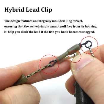 10VNT Hybird švino įrašus su uick pakeisti besisukančią uodegą gumos karpių žvejybos platformoms uodega gumos kablys nuorodą spręsti priedų