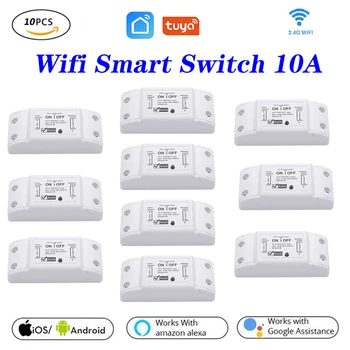10vnt Tuya WIFI Smart on ir off jungiklis 10A Wireless application nuotoliniu būdu jungikliai Wifi laikmatis su 