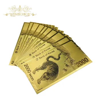 10vnt/daug 2018 2018 m. žiemos olimpinės Žaidynės Korėja Banknotų 2000 M. Laimėjo Banknotų į 24k Aukso Folija Bankas Pastaba Padirbtų Pinigų, kaip Dovanos