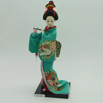 12inch Japonų Kimono Geiša Kokeshi Lėlės Rankdarbių Namų Puošybai Drabužius, Žalia