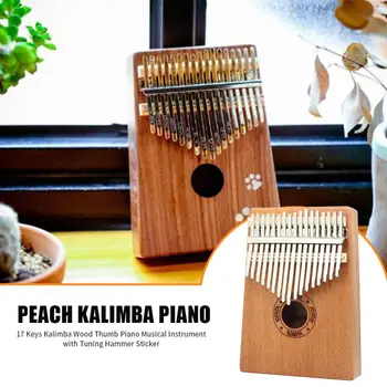 17 Klavišus Kalimba Mediena, Raudonmedžio Nykščio Fortepijono Muzikos Instrumentas su Tuning Plaktukas Pradedantiesiems Piršto Fortepijono Muzikos Įrankis