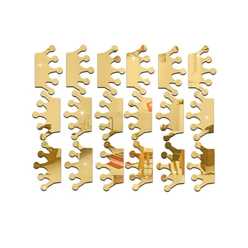 18Pcs/daug 3D Akrilo Sienų Lipdukai Vaikų Kambario Dekoracija Karūna Veidrodis Lipdukai 