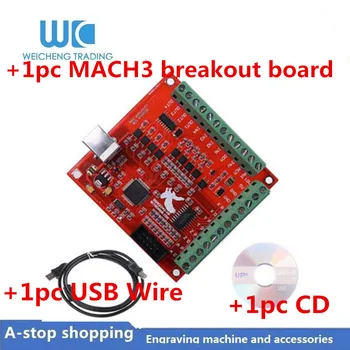 1set 1PCS MACH3 Breakout laive +1PCS USB Laidas+1PCS CD CNC USB 100Khz 4 krypties sąsaja vairuotojo judesio valdiklio tvarkyklę valdyba