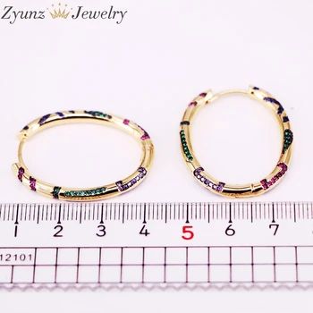 2 Porų, 2020 Naujas CZ Cirkonis Žiedai, Auskarai Moterims Paprasta Rainbow Crystal Dideli Žiedai Moterų Vario Papuošalai