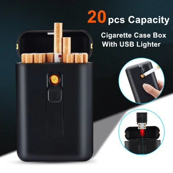 2-in-1 Cigarečių Atveju Langelį Lengvesni Rūkymas USB Įkraunamas Elektroninės Lengvesni Vėjo Cigarečių Degiklio Drop shipping