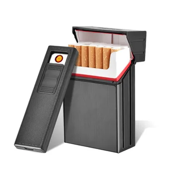 (20 Cigarečių ), USB Cigarečių Atveju Elektroniniai Žiebtuvėliai Apmokestinimo Elektrinių Metalo Cigarečių Dėžutė Nuimamas Vėjo Lengvesni
