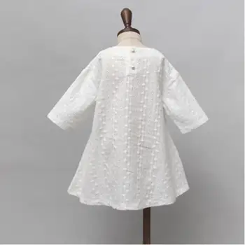 2018 m. Vasaros Baby Girl Gėlių Tuščiaviduriai Iš Šalies Suknelės Vaikų Mergaičių Balta Mielas siuvinėjimas Nėrinių Princesė Dress Vaikams Drabužių