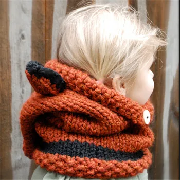 2019 Merginos Žiemos Skrybėlę, Šaliką Mažai Fox Style Vaikų Hoodie Kepuraitės, Šalikai Puikus Vaikams Šilti Megztiniai Vilnos Šalikai Beanies