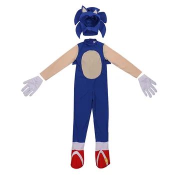 2020 Naujas Ežys Sonic Cosplay Jumpsuit Vaikų Karnavalas Anime Video Žaidimas, galvos Apdangalai, Pirštinės Cosplay Helovinas Kostiumas