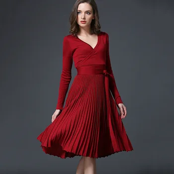 2020 Naujas Žiemos Pavasario Dress Office Suknelės Moterims Dekoratyvinis Varčias, V-Kaklo, Kietas Suknelė Vienas Dydis