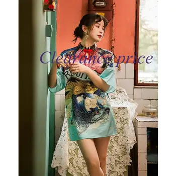 2020 metų Vasaros Pagerėjo Cheongsam Kinijos Tradicinės Plius Dydis Atspausdinta Suknelė Mergina Prarasti Mini Vestidos Laisvalaikio moteriški Drabužiai