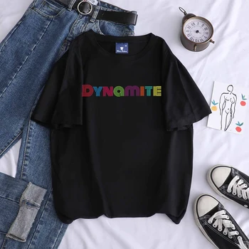 2020 naują albumą DYNAMIT trumpas Kpop animacinių filmų Bangtan BoysT-shirt korėjos Jhope stiliaus trumpomis rankovėmis atsitiktinis hip-hop trumpas rankovės viršų