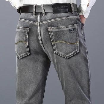 2020New Žiemos vyriški šilti džinsai Verslo atsitiktinis vyrų storio slim džinsai Didelis dydis 40 42 Prekės, vyriški drabužiai