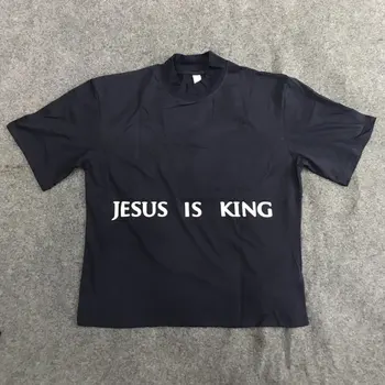 2020ss Kanye West Jėzus Yra Karalius Chiago Spausdinti Moterys Vyrams trumpomis Rankovėmis T shirts tees Hiphop Streetwear Vyrų Medvilnės marškinėliai