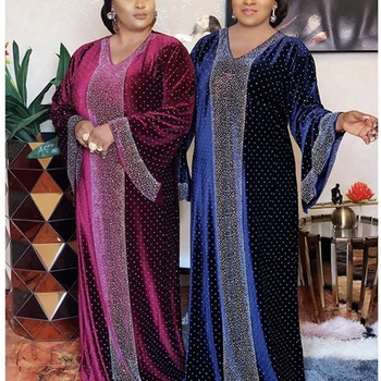 2021 Aksomo Afrikos Suknelės Moterims Rudenį Afrikos Musulmonų Drabužiai Ilgas, Maxi Suknelė Aukštos Kokybės Mados Skraiste Africaine Femme