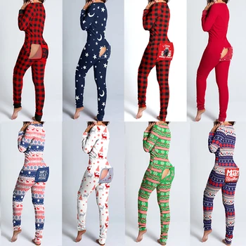 2021 Naujųjų Metų Seksuali Pižama Moterims Kalėdų Onesie Kigurumi Suaugusiems Nuimamas Jumpsuits Sagomis Atvartu Vienas Gabalas Sleepwear