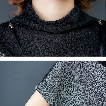 2021 Ponios Viršūnes Korėjos Mados Drabužių Leopard O-Kaklo Trumpomis Rankovėmis Marškinėliai Moterims Topai Blusas Marškiniai Plius Dydis Moterų 8498 50