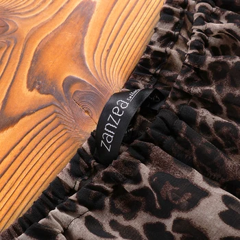 2021 ZANZEA Moterų Spausdinti Leopard Sundress Seksualus Off Peties Maxi Suknelė Mados Padalinta Atostogų Vasarą Ilgai Vestido Plius Dydžio Drabužius