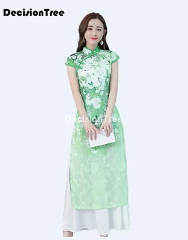 2021 cheongsam spausdinti ao dai suknelė folk stiliaus vietnamas skraiste šifono vietnamas drabužiai suknelė stovėti apykaklės rytų cheongsam šiuolaikinės