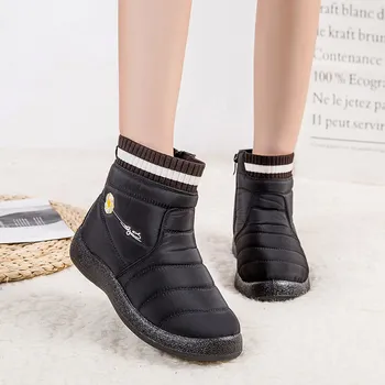 2021 Žiemos moterų batai pliušinis vandeniui neslidus batai Daisy siuvinėjimo Atsitiktinis moterų batai Ponios patogus šiltas batai