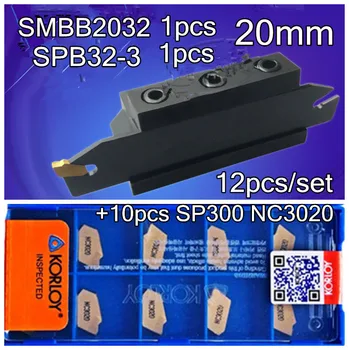 20mm petiole SPB32-3 1pcs+SMBB2032 1pcs+KORLOY SP300 NC3020 10vnt=12pcs/set NC3020 plieno Apdirbimo CNC tekinimo įrankis