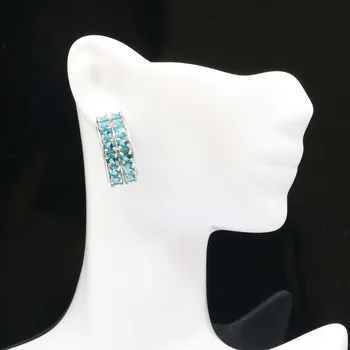 20x15mm Mielas Mielas Sidabro Auskarai moterims Sukurtas Turtingas Mėlyna Aqumamarine Kasdien Dėvėti Nuotaka Fine Jewelry