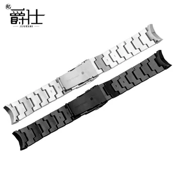 22mm Nerūdijančio plieno watchband su lankstymo sagtimi juoda sidabrinė apyrankė vyriškos apyrankės Pakeitimo Metalo dirželis EF-550