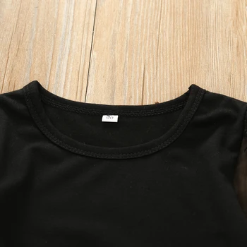 2VNT Mergaičių Mados nustatyti Skaidrias ilgio sluoksniuotos rankovėmis black marškinėliai pilkas pledas mygtuką, sijonas, suknelė przybornik saldus mergaičių Summer set