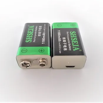 2vnt/daug 9V 1180mAh USB ličio jonų baterija 6F22 įkrovimo baterija (akumuliatorius detektorius žaislas daugkartinio įkrovimo baterija nemokamas pristatymas