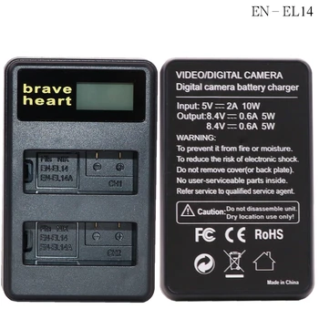 2x bateria EN-EL14 LT EL14 EL14A baterija ENEL14 už Nikon COOLPIX P7000 P7100 P7700 P7800 D3100 D3200 D3300 D5100 D5200 fotoaparatas