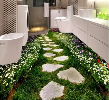 3 d pvc grindų užsakymą sienos popieriaus 3d vonios kambarių grindys kūrybos gėlių kelias freskos wallpaperfor sienos 3d