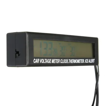 3 in1 Skaitmeninis LCD Laikrodis Ekrano automobilį auto transporto priemonės laikrodis temperatūros termometras, įtampa voltmeter