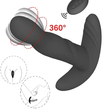 360 Laipsnių Prostatos Massager Sukasi Analinis Vibratorius Silikono Vyrų Butt Plug Išangę Vibracija Sekso Žaislas Vyrams G-Taško Stimuliacija