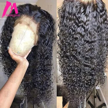 360 nėrinių priekinės perukas 13x6 Garbanotas Žmogaus Plaukų Perukai Už juodaodžių Moterų Giliai Banga Trumpas PrePlucked su kūdikio plaukų Ilgio Brazilijos Remy