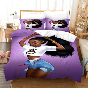 3D Afrikos mergina spausdinimo antklode padengti su užvalkalai prabangus patalynės komplektas Šalikas nustatyti lova nustatyti Twin Visą Karalienė King size