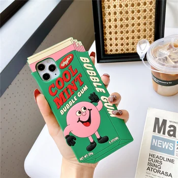 3D Juokinga kramtomosios gumos Minkštas Silikoninis Telefono dėklas skirtas iPhone 11 Pro Max 6 7 8 Plus X XR XS MAX Animacinių filmų Telefono Apsauginis Dangtelis